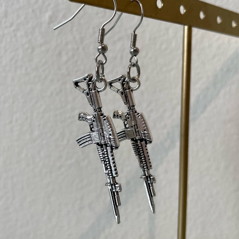 Handmade Automatic Rifle Earrings
